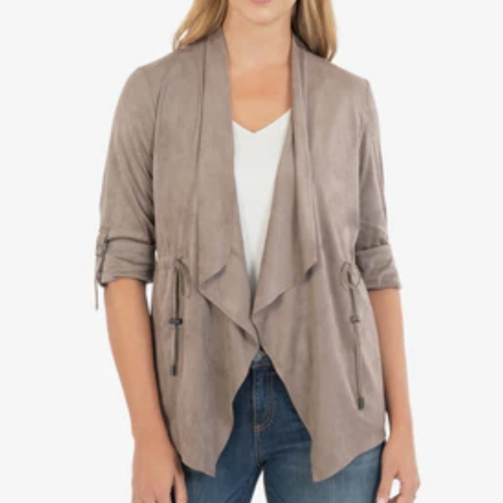 Kut From the Kloth Dianne Faux Suede Open Front Waterfall Jacket Size Small